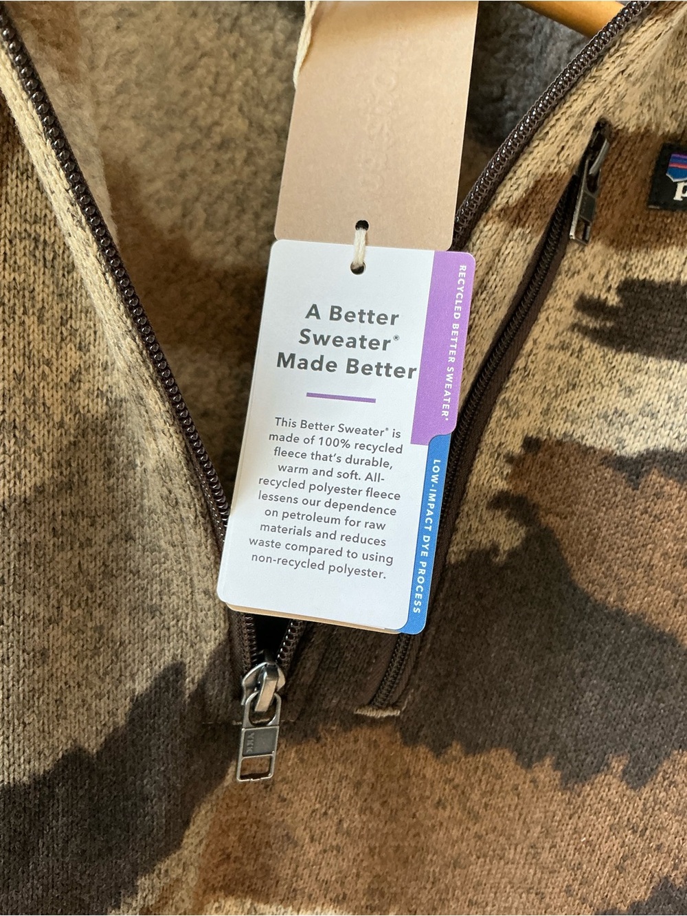 PATAGONIA Better Sweater 1/4 ZIP Kansas Sky Classic Tan Men’s Size Medium NWT! - Picture 7 of 11